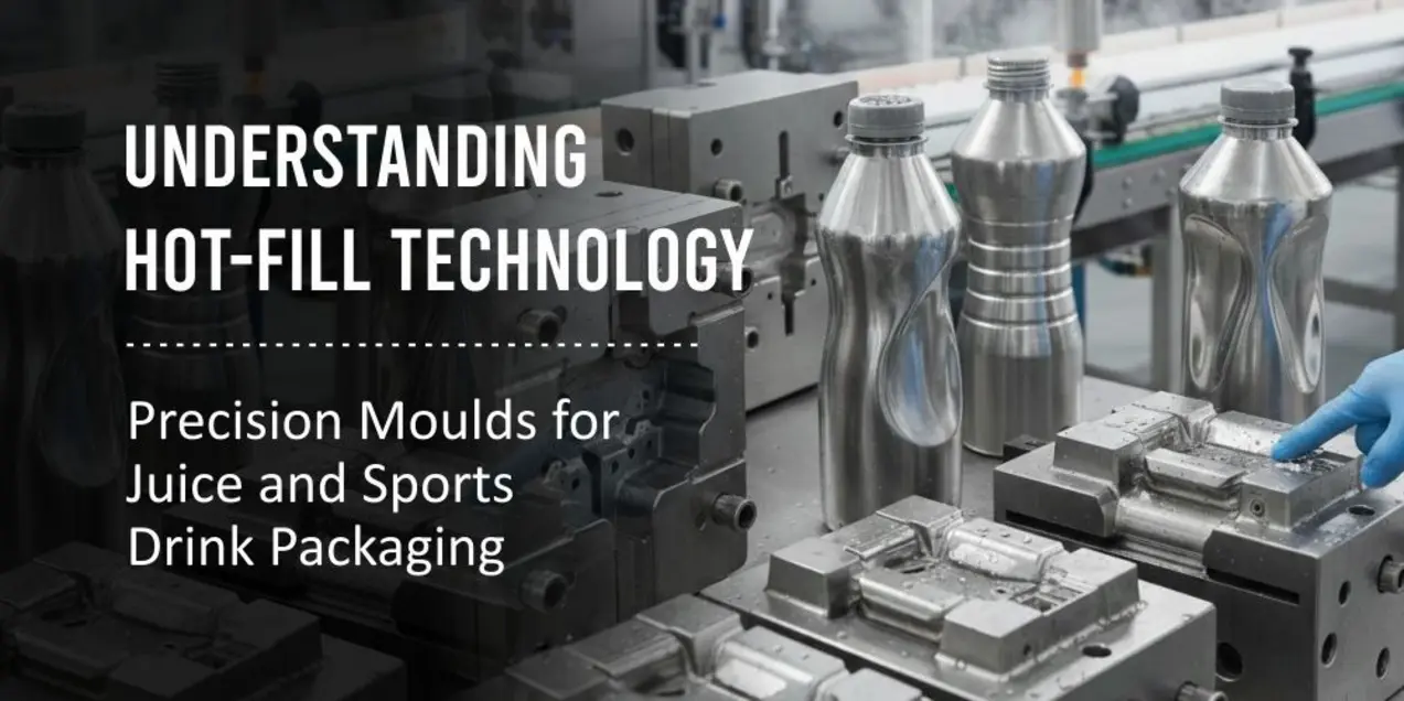 Heat-resistant containers on a production line for juice and sports drink packaging.
